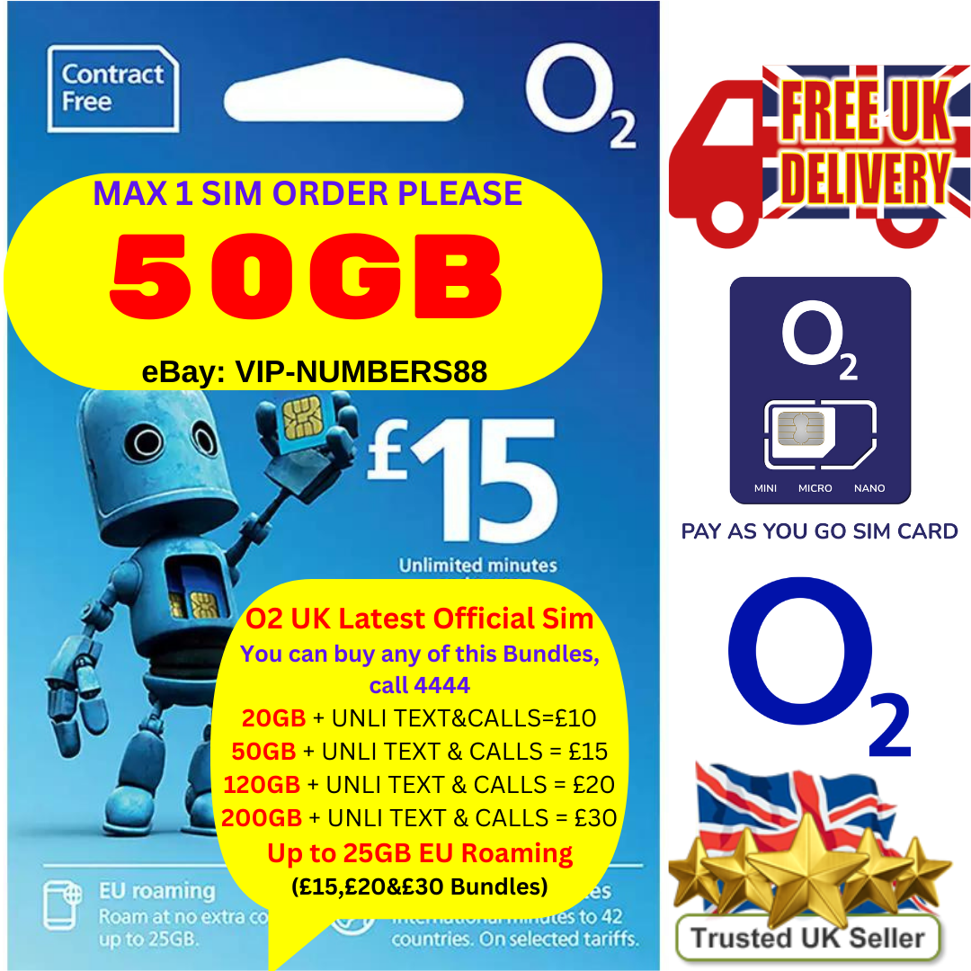O2 UK Sim Card Pay As You Go SIM CARD. UK BUNDLE 3in1 ,STANDARD/MICRO/NANO by O2 – Buy VIP mobile numbers UK. Gold Numbers list. O2 UK SIM Card -Pay As You Go-Triple Size (Standard, Micro, Nano) PAYG