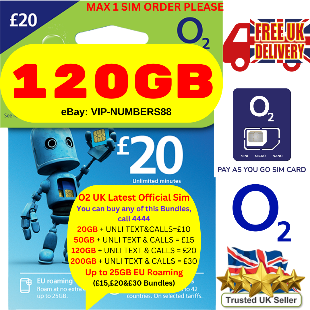 O2 UK Sim Card Pay As You Go SIM CARD. UK BUNDLE 3in1 ,STANDARD/MICRO/NANO by O2 – Buy VIP mobile numbers UK. Gold Numbers list. O2 UK SIM Card -Pay As You Go-Triple Size (Standard, Micro, Nano) PAYG