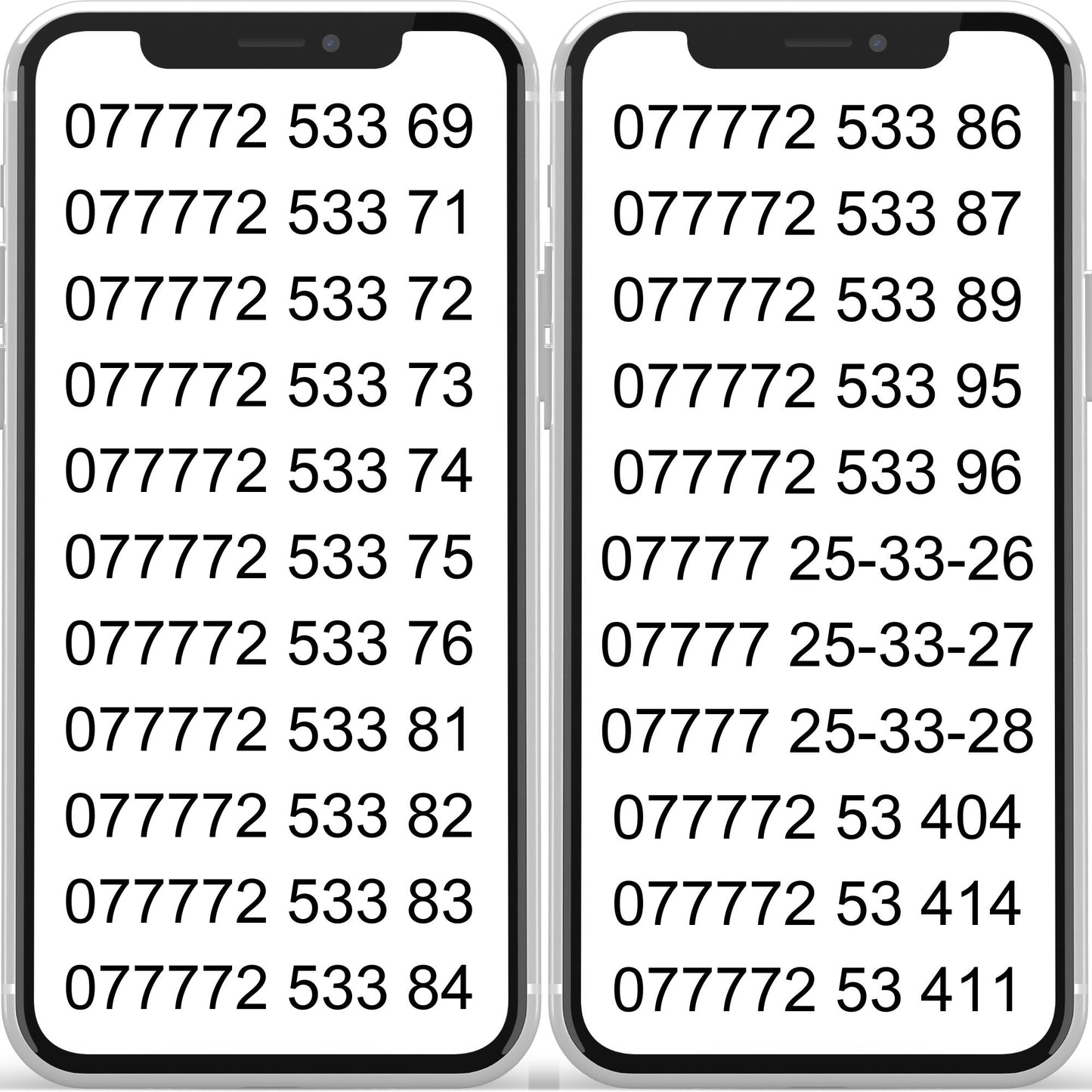 VIP Mobile Numbers 077772 533 – UK Gold number - Memorable A6-E by EE – Buy VIP mobile numbers UK. Gold Numbers list. EE VIP Mobile Numbers List 077772533 and More– Premium UK Gold Numbers