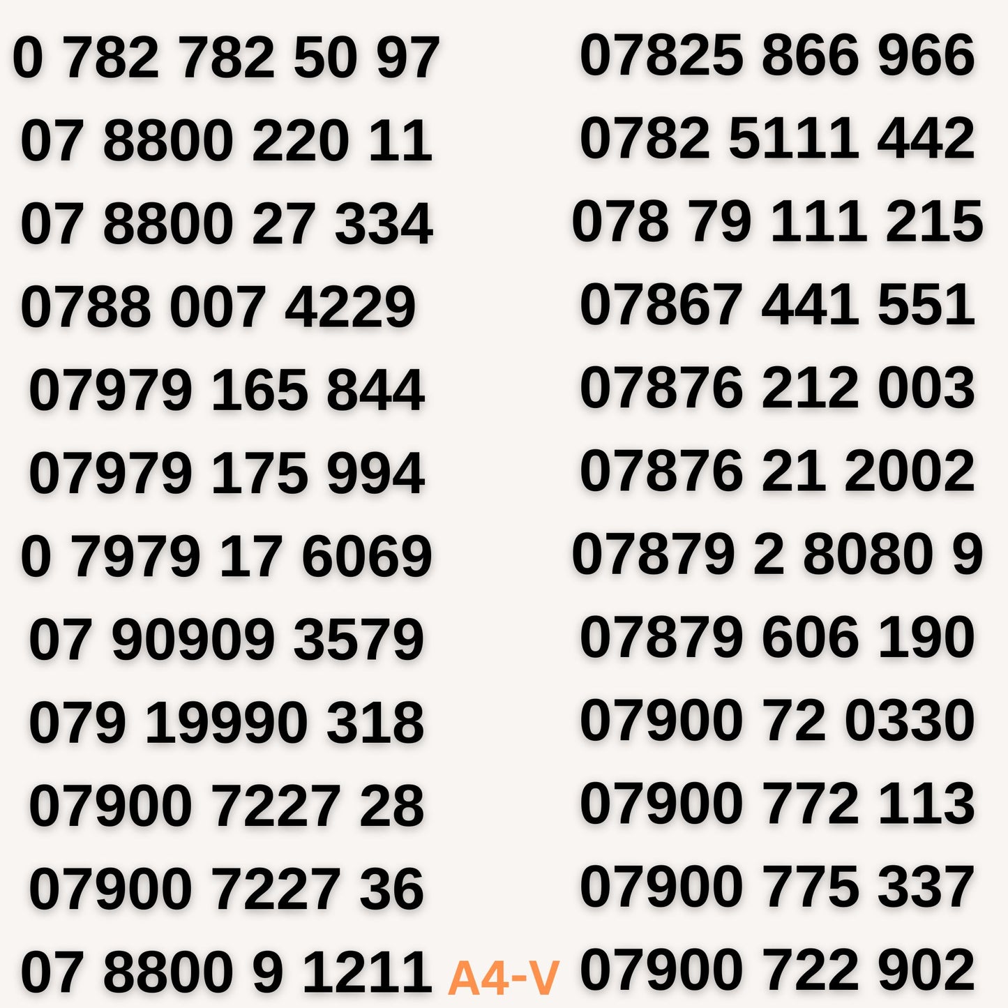 Exclusive UK VIP Mobile Numbers - Premium & Memorable SIM Card Gold Numbers for Sale A4-V-Vodafone