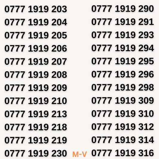 VIP Mobile Numbers – Easy to Remember 0777 1919, Memorable Numbers for Sale M-V by Vodafone – Buy VIP mobile numbers UK. Gold Numbers list. Buy Vodafone Gold Numbers – Fancy Mobile VIP Numbers List | UK