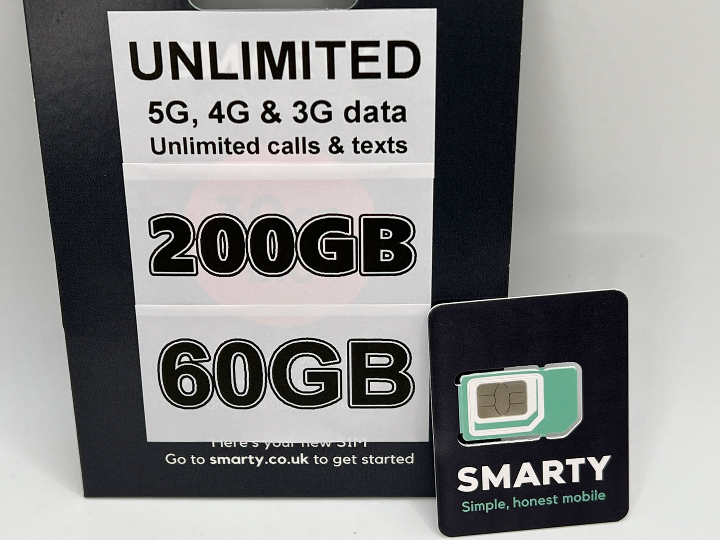 SMARTY UK UNLIMITED DATA GB CALLS & TEXT Sim Card. Pay As You Go Tri Sim 4G 5G