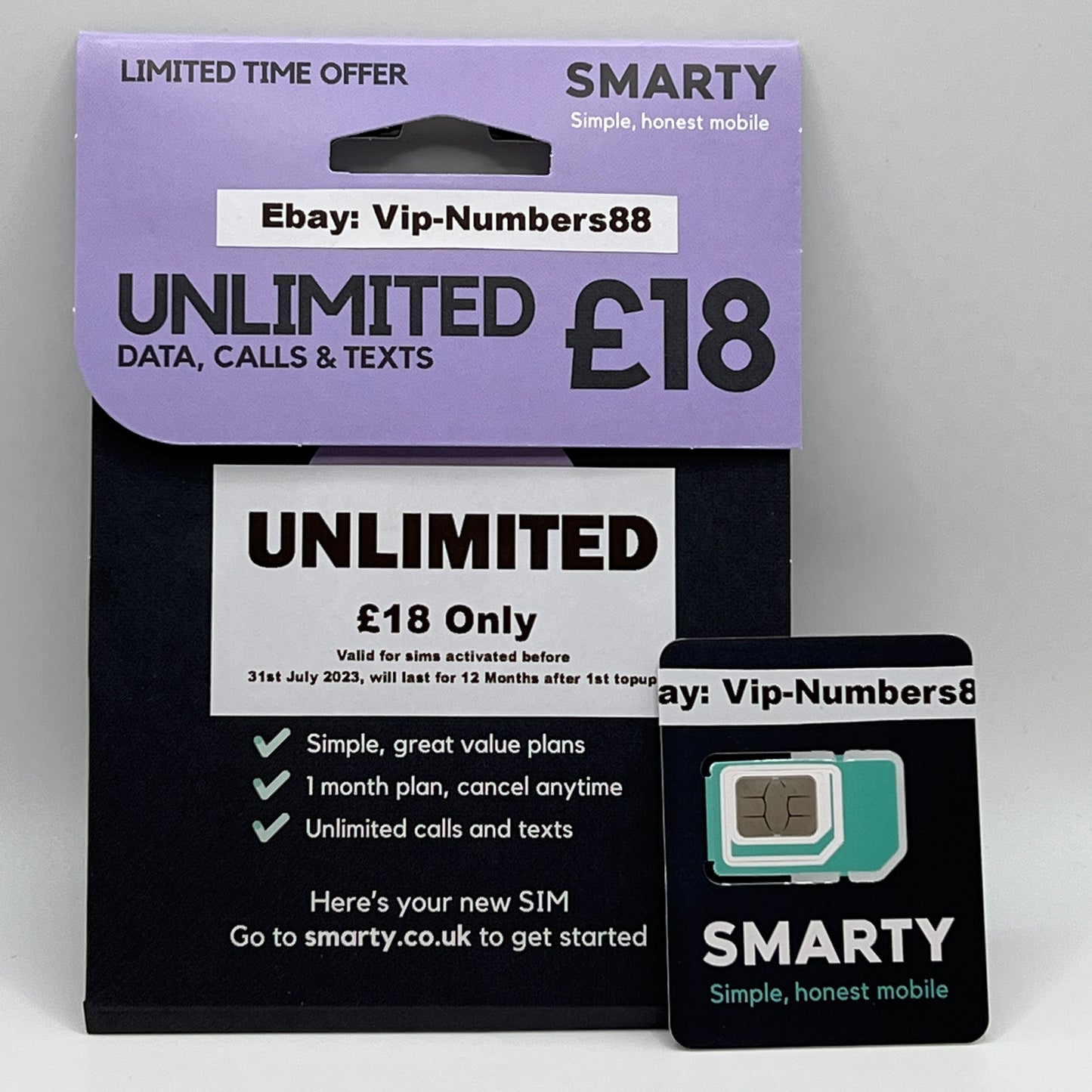 SMARTY UK UNLIMITED DATA GB CALLS & TEXT Sim Card. Pay As You Go Tri Sim 4G 5G