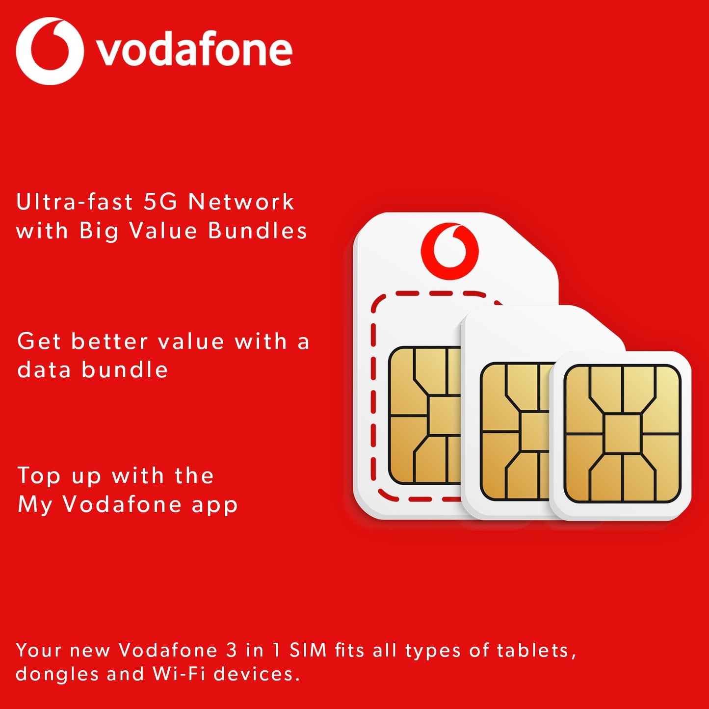 OFFICIAL UK VODAFONE Sim Card Pay As You Go. PAYG STANDARD MICRO NANO