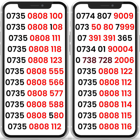 List of Vodafone UK vip mobile phone numbers displayed on two smartphone screens.