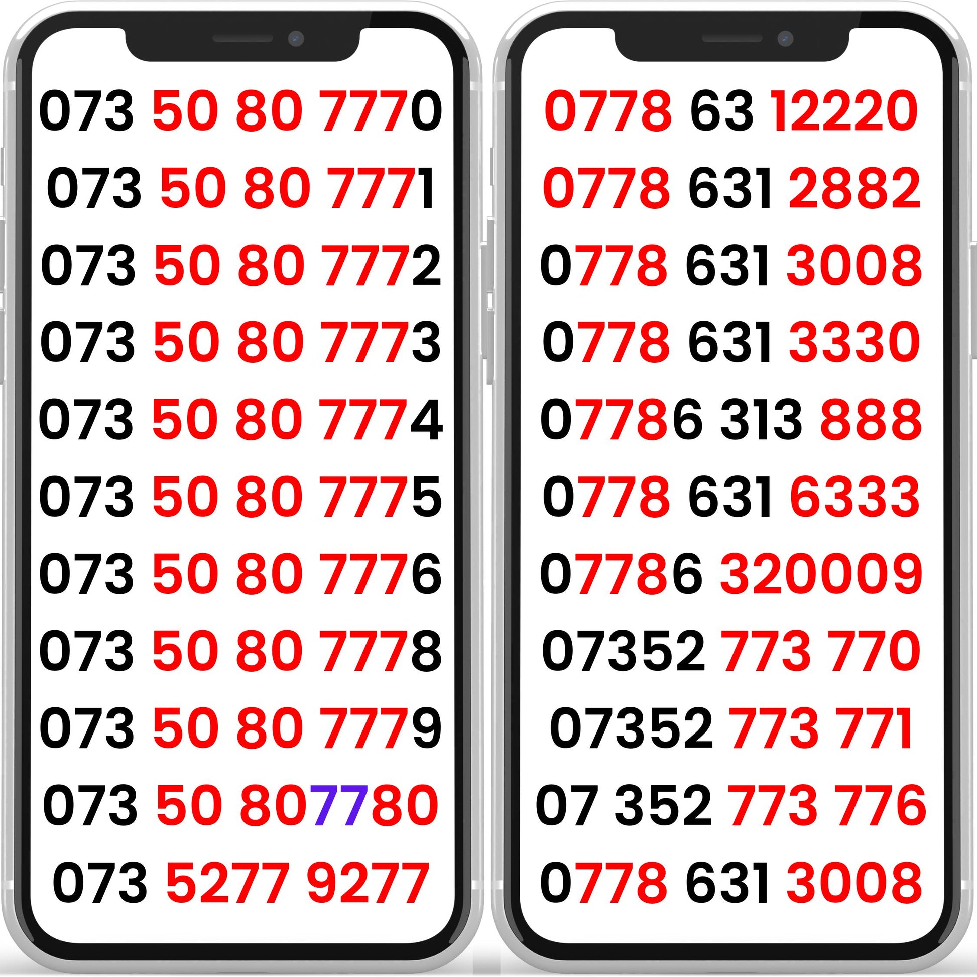 Vodafone VIP numbers list UK. Easy-to-remember gold Numbers SIM cards with repeated digits.