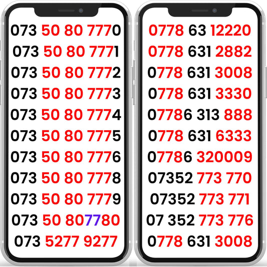 Vodafone VIP numbers list UK. Easy-to-remember gold Numbers SIM cards with repeated digits.