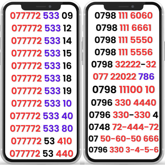 EE UK VIP mobile numbers gold patterns 7777 1111 easy to remember premium number UK
