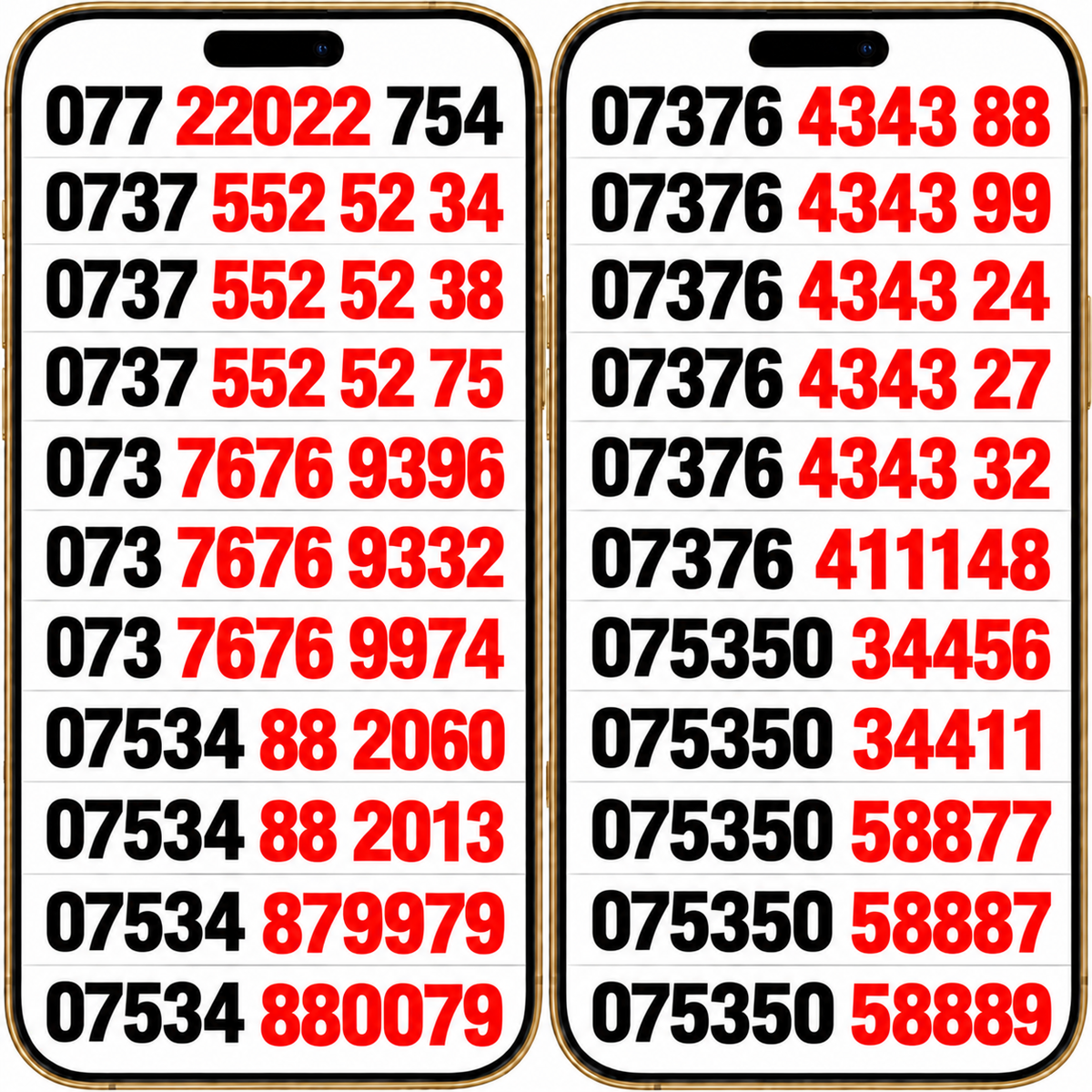 UK VIP Phone Numbers – 1112, 8887 Mobile Gold Numbers for Sale P-E by EE – Buy VIP mobile numbers UK. Gold Numbers list. EE VIP Mobile Numbers UK | 4343 & Memorable Gold Numbers