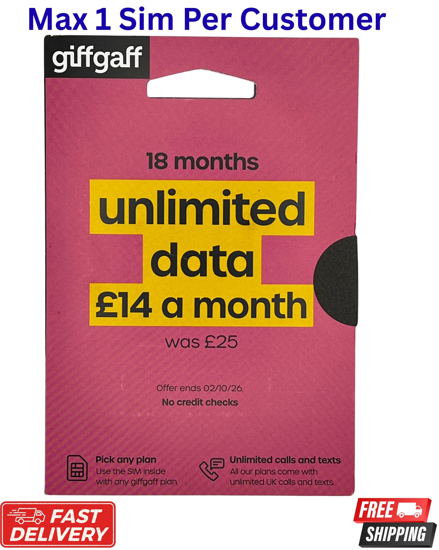 giffgaff 5G SIM Card Unlimited Data £14 Monthly Plan Offer UK