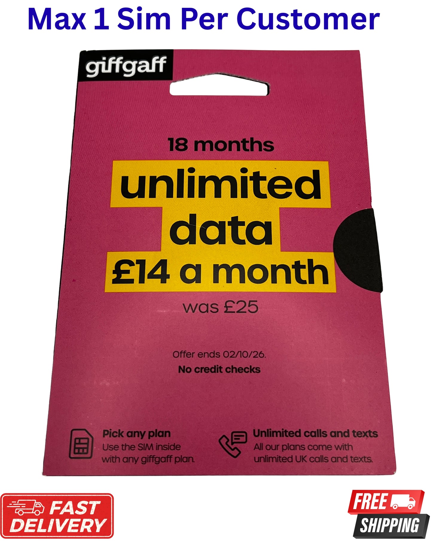 giffgaff 5G SIM Card Unlimited Data £14 Monthly Plan Offer UK