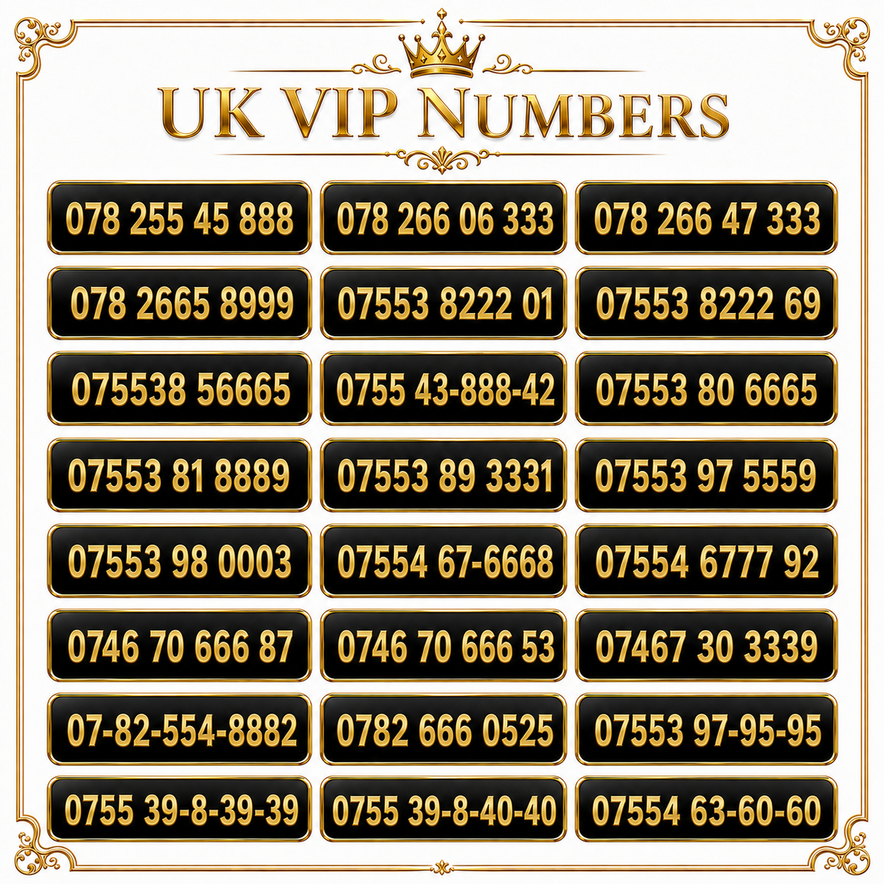 Lebara gold mobile numbers UK with memorable repeating digit and pattern numbers