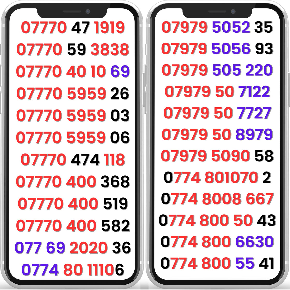 Uk Numbers Colours UK Lebara VIP Mobile Numbers – 07770,3-4-5-6, 07979 Gold Numbers UK ...