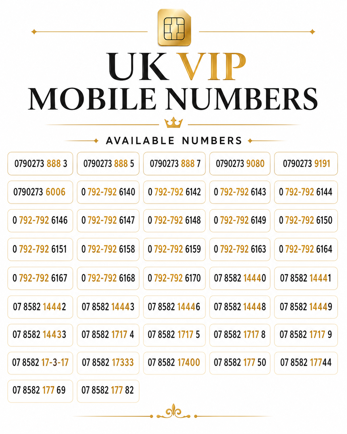 Gold Mobile Numbers UK– Easy & Memorable Mobile VIP Phone Numbers SIM Card K-O by O2 – Buy VIP mobile numbers UK. Gold Numbers list. O2 UK VIP Numbers | Gold Numbers & Choose Your Number