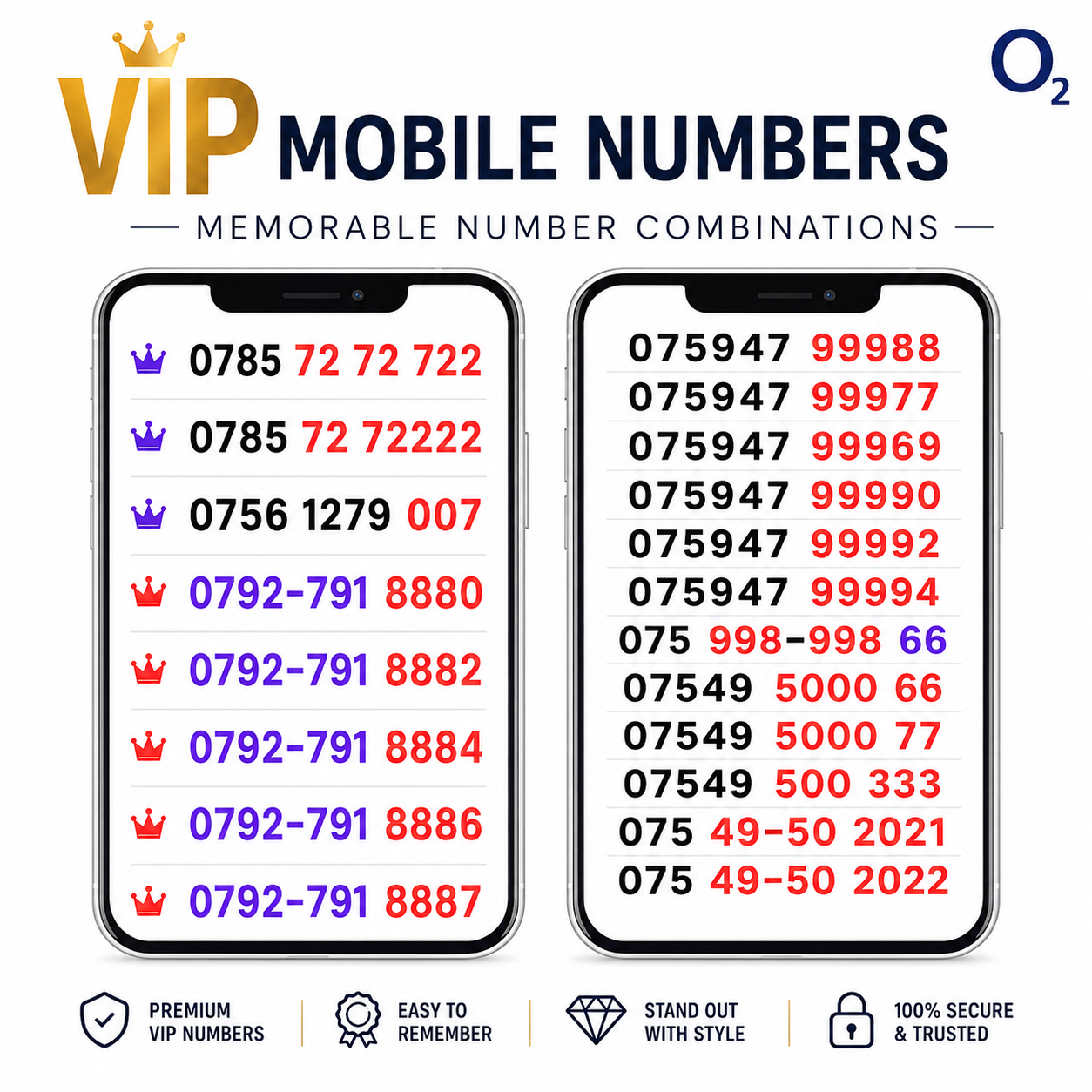 UK VIP Numbers SIM Card - 9999 Pay as you go Mobile Gold Number A4-O by O2 – Buy VIP mobile numbers UK. Gold Numbers list. O2 UK VIP Mobile Numbers | 9999, 727272 Gold Numbers for Sale 
