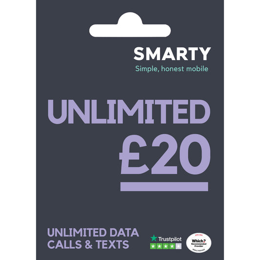 SMARTY UK UNLIMITED DATA GB CALLS & TEXT Sim Card. Pay As You Go Tri Sim 4G 5G