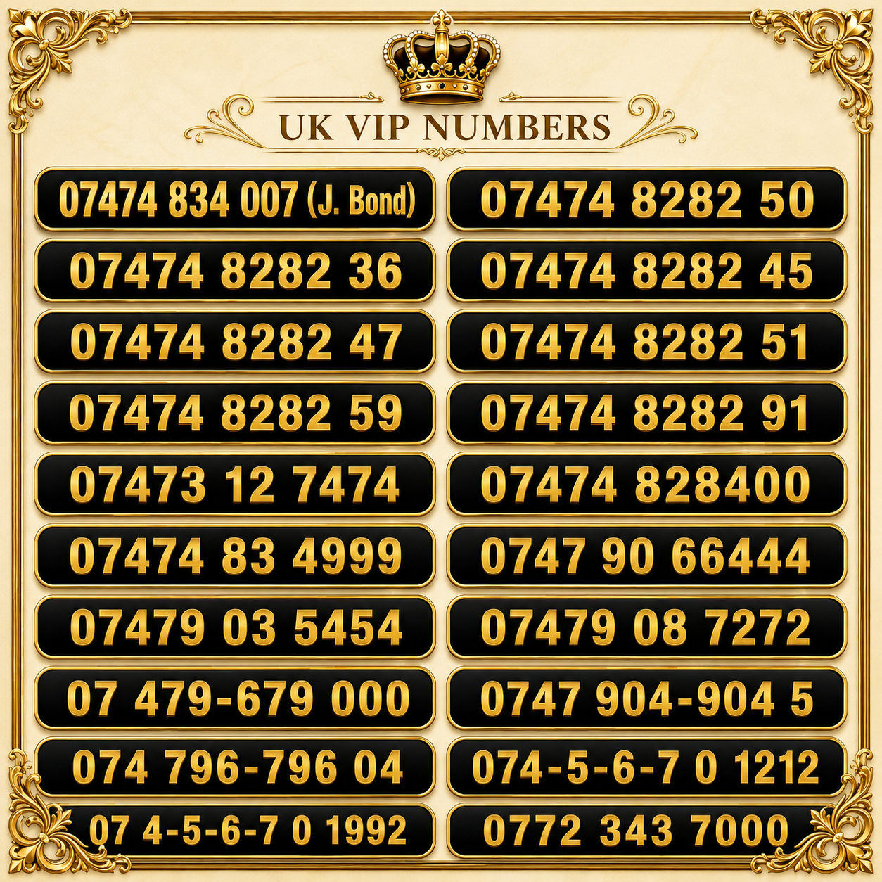 UK VIP Mobile Numbers – 07474 8282 & 07 848483 Easy to Remember & Transfer |   B7-3 by THREE – Buy VIP mobile numbers UK. Gold Numbers list. Buy Three UK VIP Mobile Numbers – 07474 8282 Gold Number Pay As You Go
