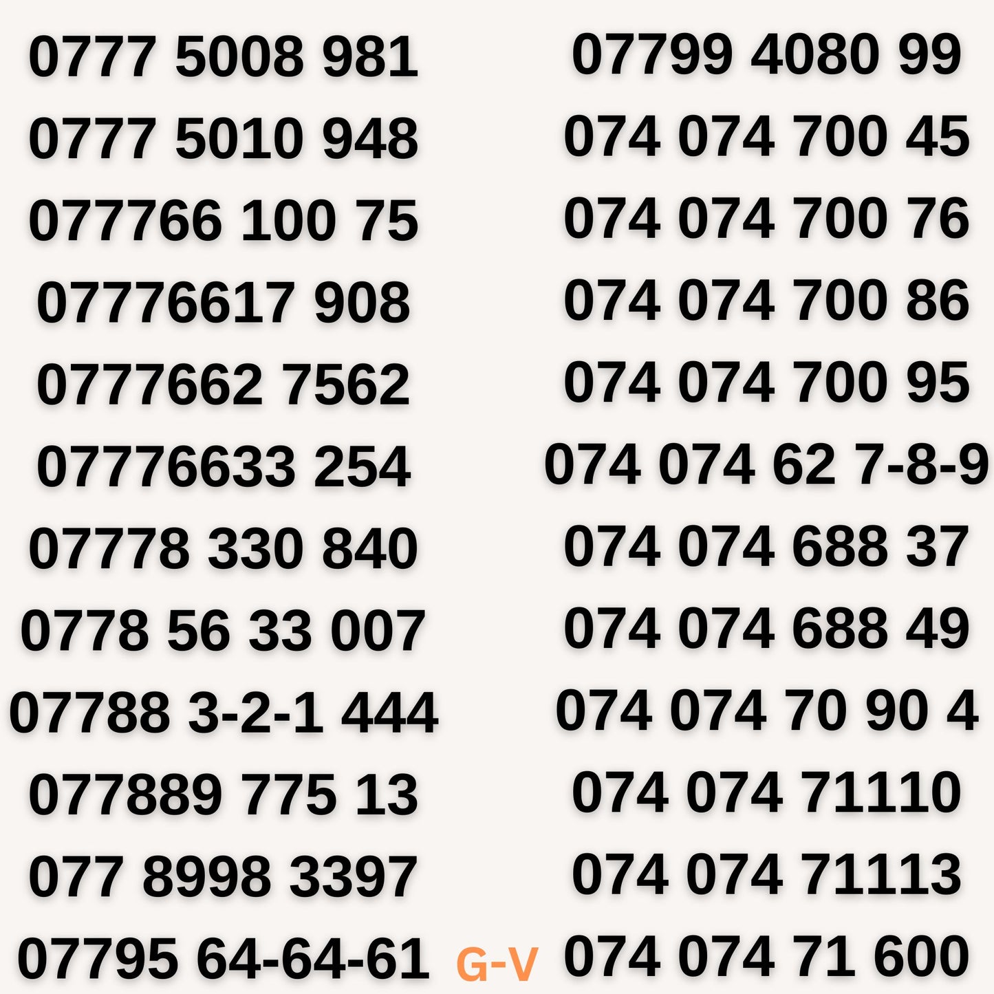 UK 074-074 Gold VIP mobile numbers, 077766, memorable mobile phone numbers for businesses and private use with 20% off and free delivery.