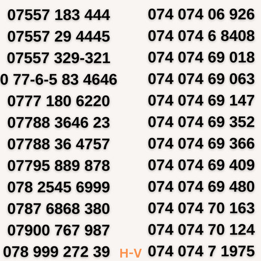 UK 074-074 Gold VIP mobile numbers, easy to remember and memorable for businesses and private use with 20% off and free delivery.