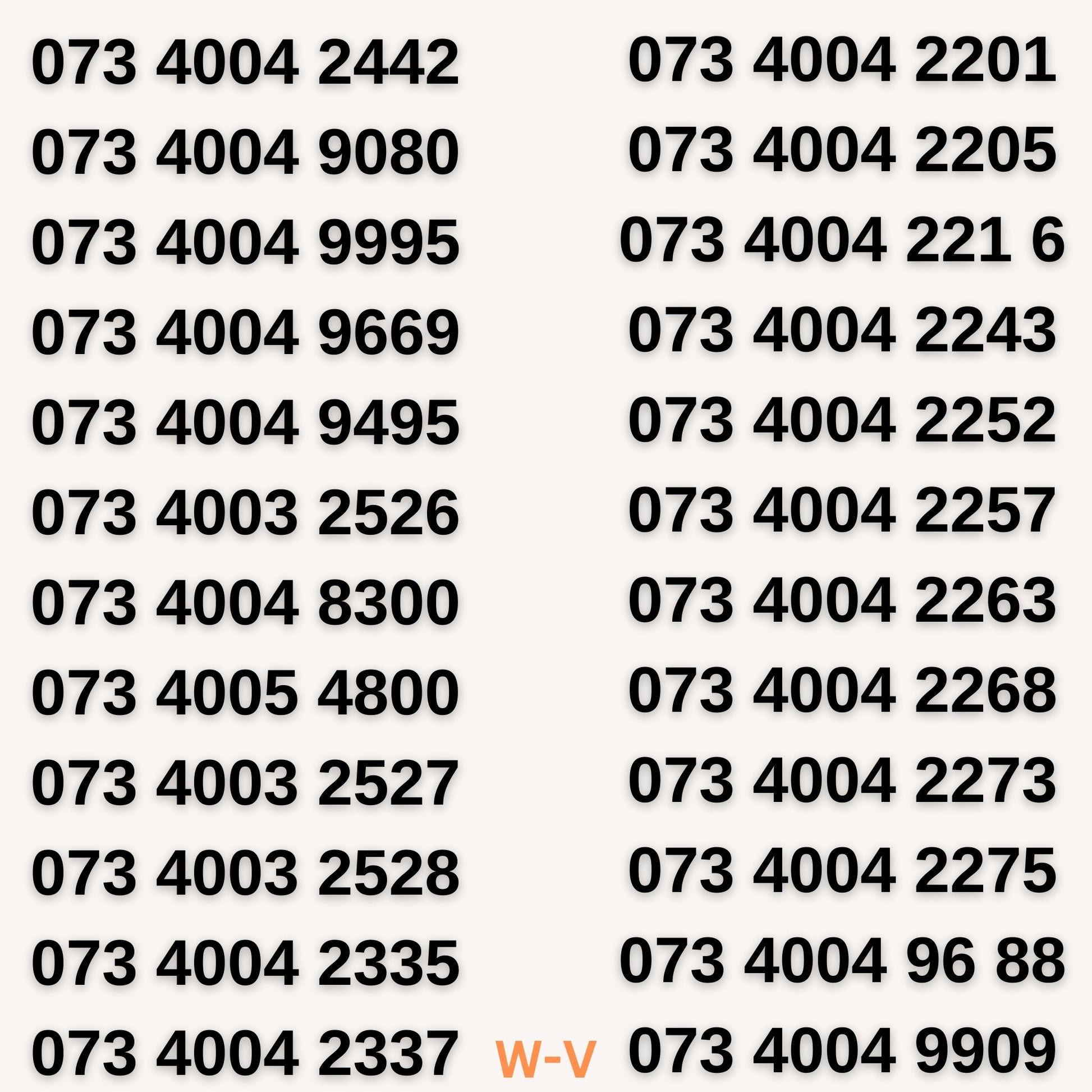 Buy UK Gold VIP mobile numbers, 4004 and 2442, easy to remember and memorable for business and personal use with 20% off and free delivery.