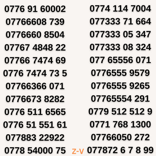 Buy UK Gold VIP mobile numbers, 747473 and 077333, easy to remember and memorable premium numbers with 20% off and free delivery.