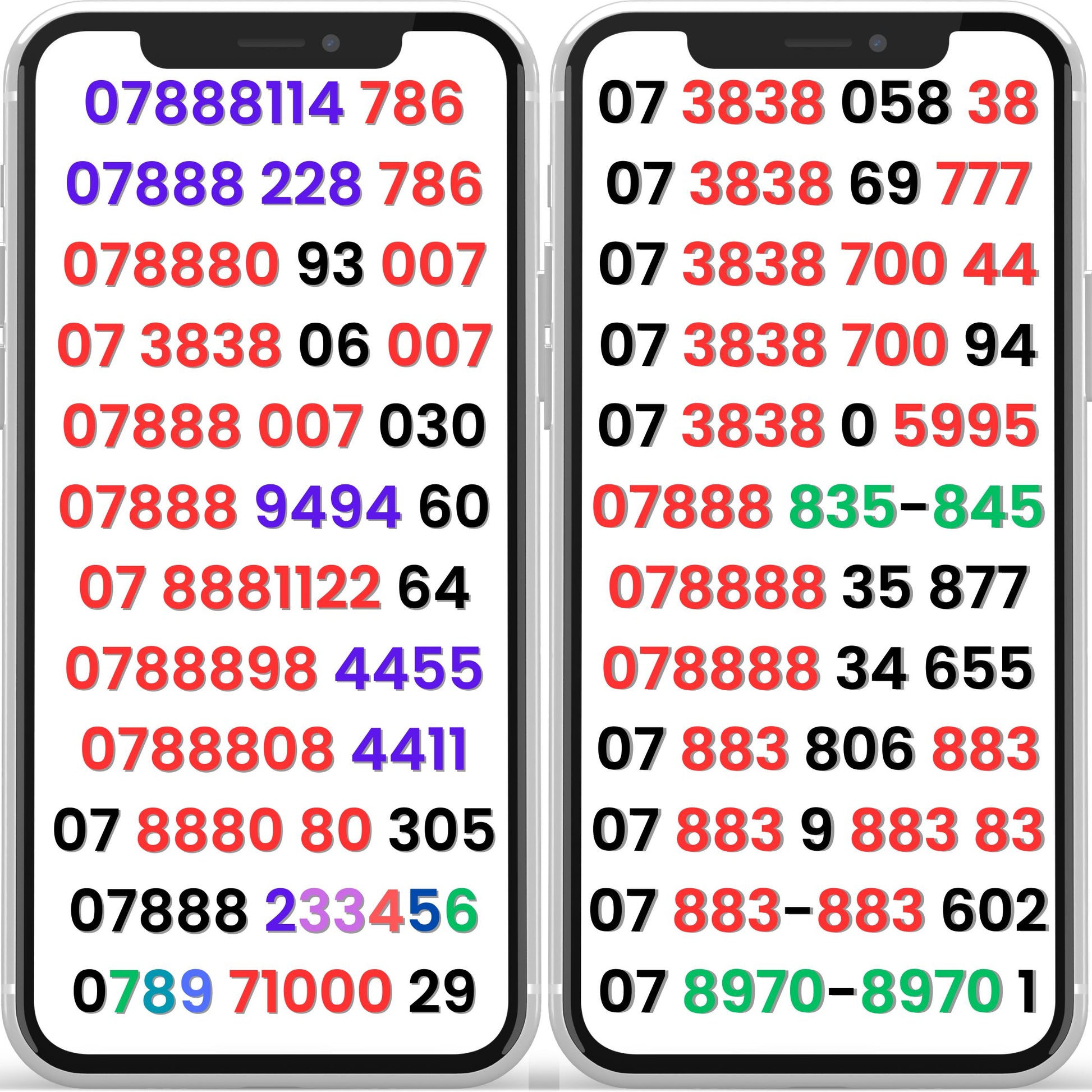 UK VIP gold numbers poster with 007 and 786 number patterns, choose your number, VIP numbers and gold numbers design on white background