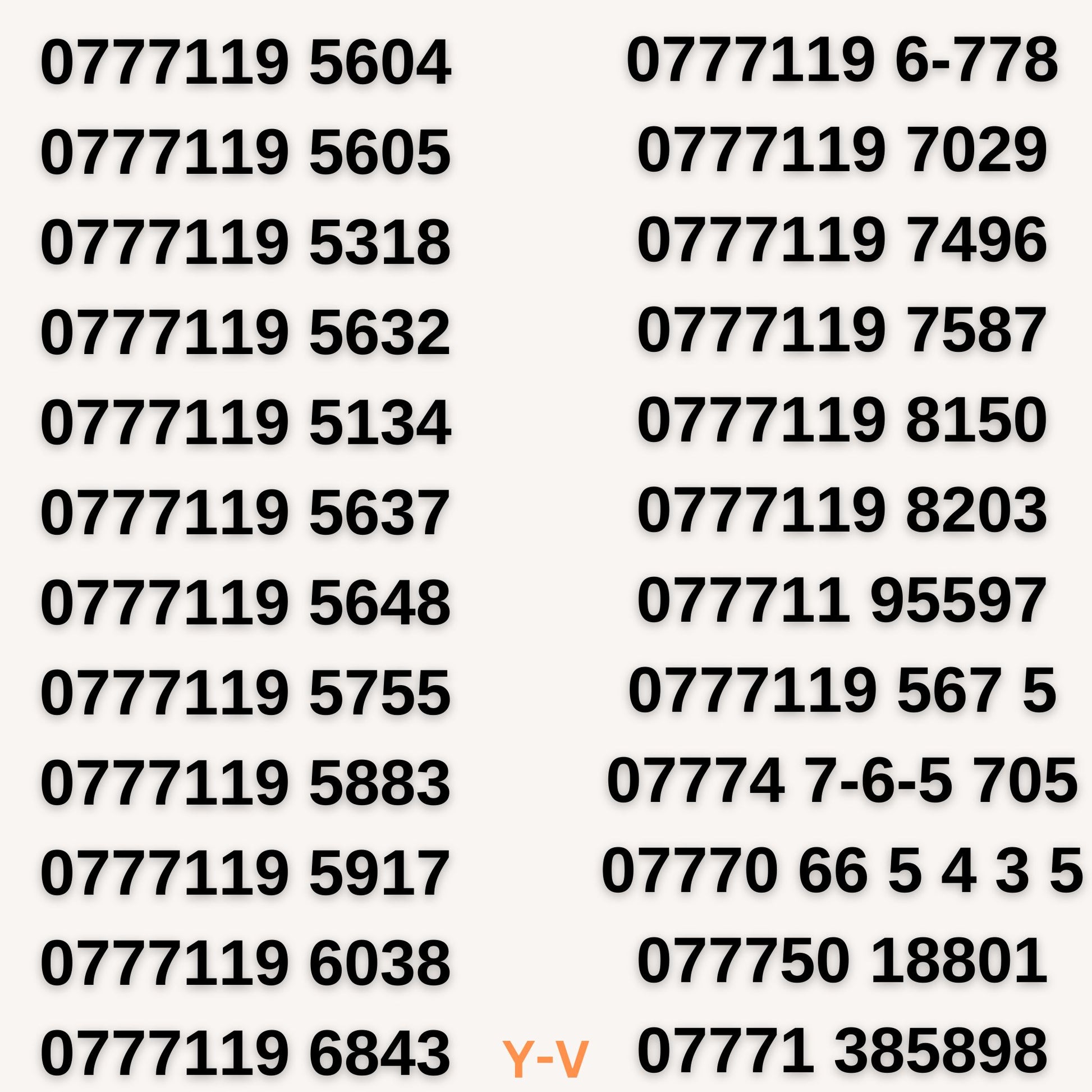 Buy UK 0777119 VIP mobile numbers, easy to remember, memorable gold numbers, premium numbers for sale with 20% off and free delivery.