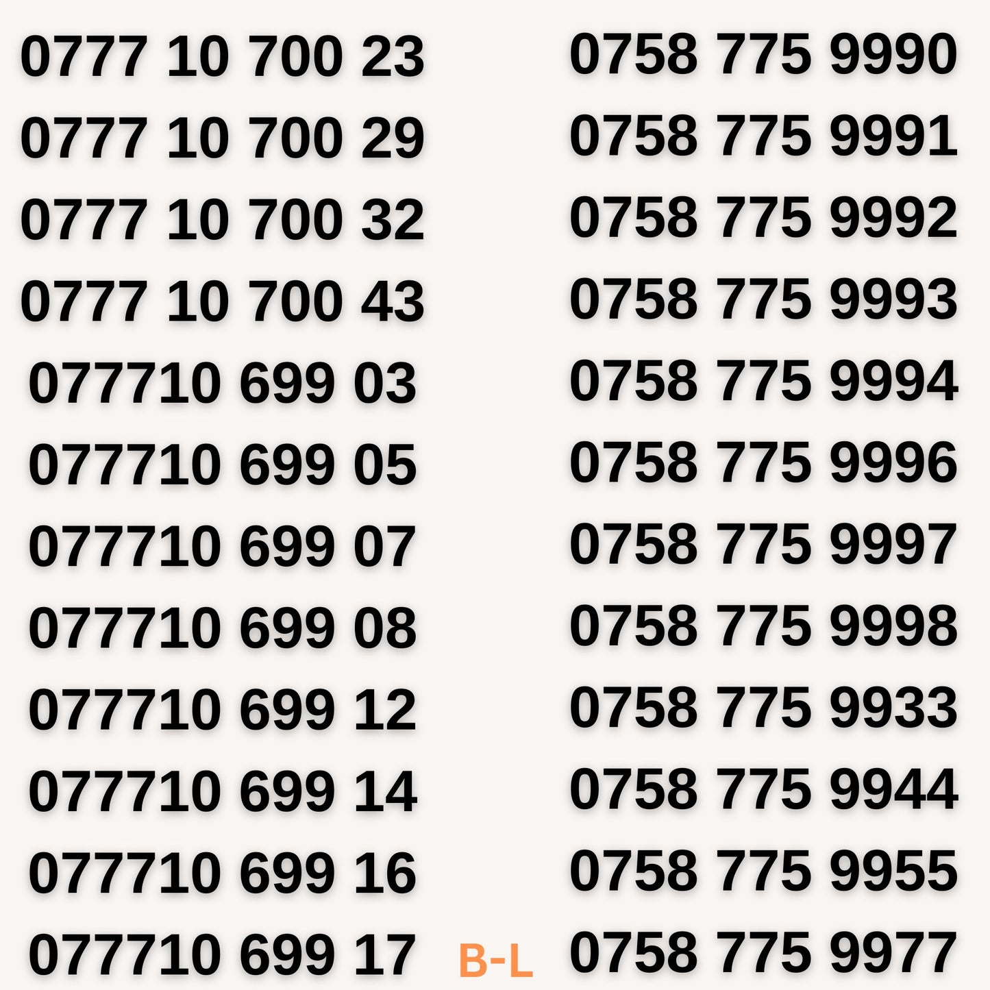 UK VIP mobile numbers, 77710700 and 999, easy to remember gold numbers for business with SIM card, 20% off and free delivery.