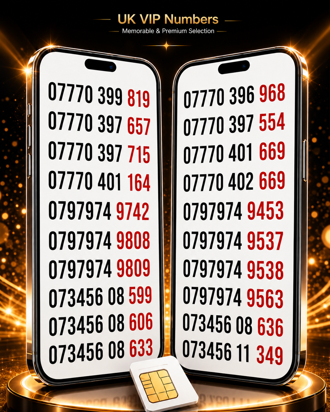 UK Gold Numbers – Easy 666, 777, 007, Memorable VIP Phone numbers with SIM Card i-L by LEBARA – Buy VIP mobile numbers UK. Gold Numbers list. Lebara VIP Mobile Numbers UK – Memorable & Affordable Prices