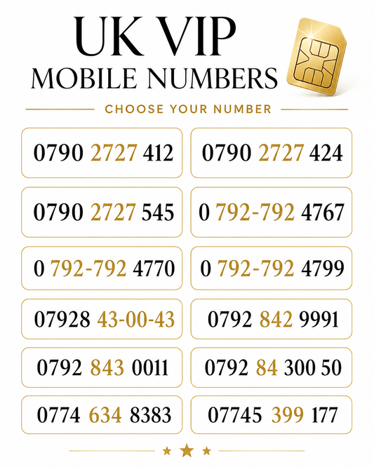 UK VIP numbers and gold numbers with 2727, 792-792 and 43-00-43 patterns