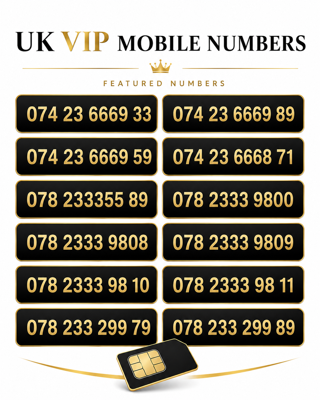 Buy Vodafone Gold Numbers – 666 Fancy Mobile VIP Numbers List | UK