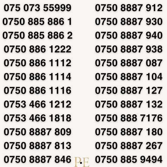 Buy UK VIP phone numbers, easy to remember 1112 and 8887, memorable mobile numbers for sale with 20% off and free delivery.