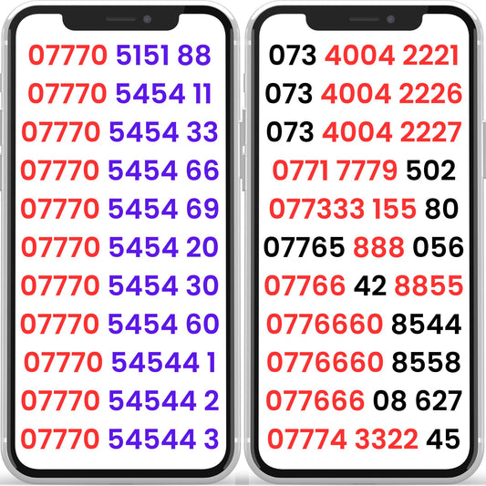 List of Vodafone UK VIP gold mobile numbers displayed on phone screen