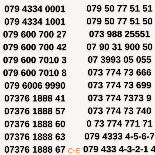 VIP mobile numbers, repeated 0001, 1888, 007, and 600700, exclusive UK numbers available with 20% off and free delivery.