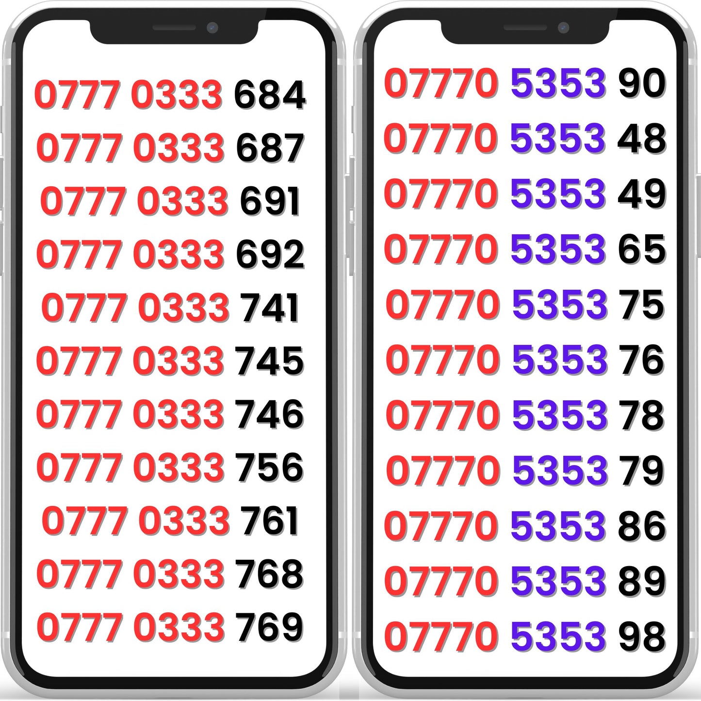 UK VIP Numbers – Easy to Remember 07770333- 07770 5353 Gold Numbers Sim Card A3-V